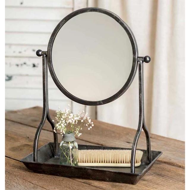 Vintage Antique Style Vanity Mirror with Tray