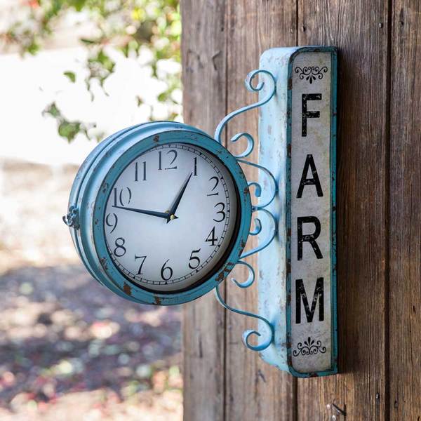 dual sided farmhouse wall clock