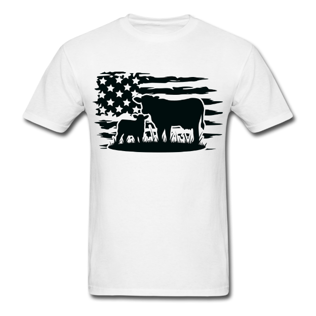 Patriotic Cow Tee - white