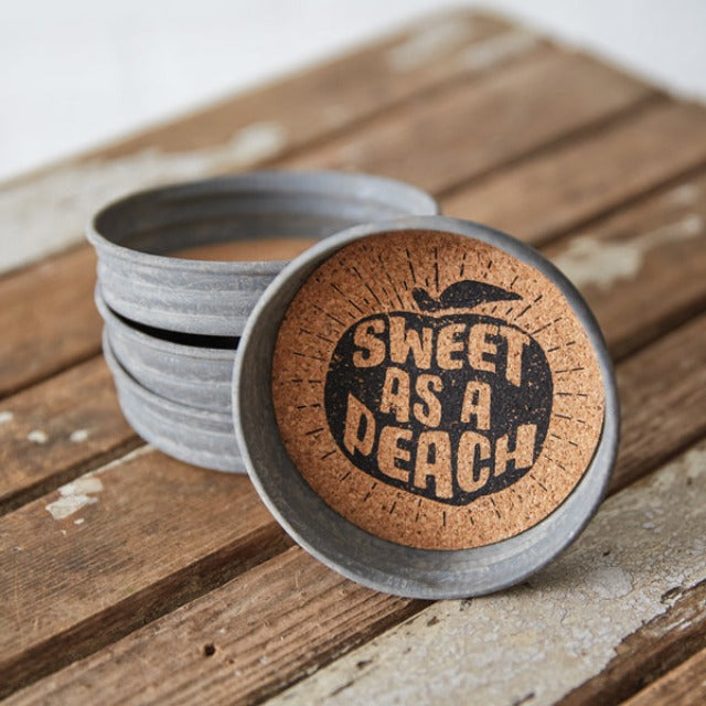 Sweet As A Peach Coasters - Set of 4