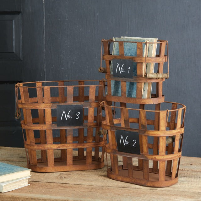Rustic Numbered Baskets - Set of 3
