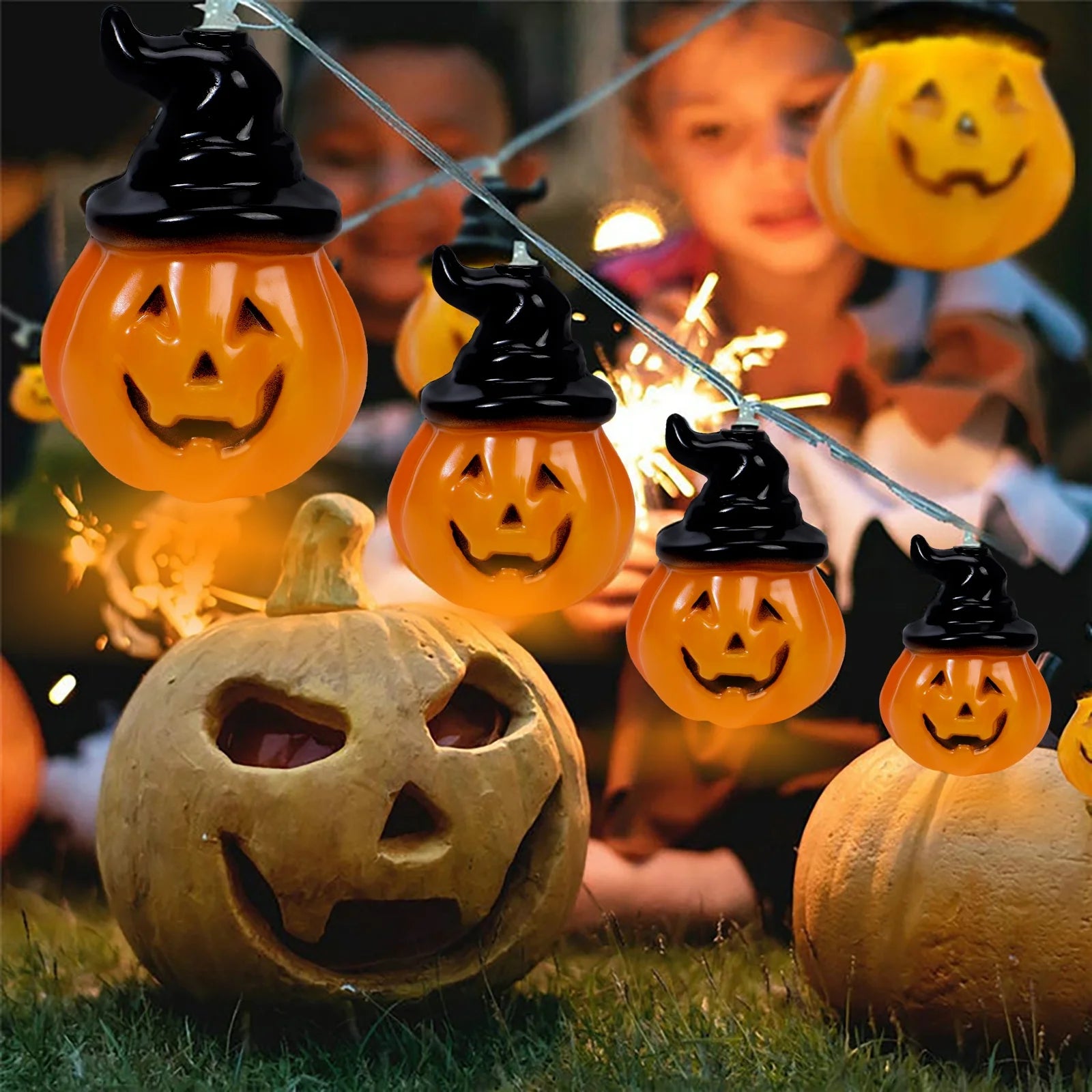9.8 FT 20 LED Halloween Pumpkin String Lights, LED Pumpkin Lights, Holiday Lights for Outdoor Decor