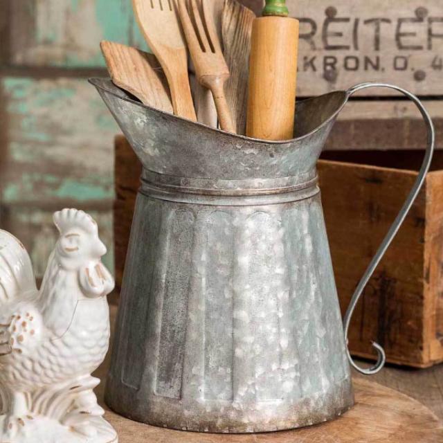 kitchen metal milk pitcher utensil holder storage flower planter pot