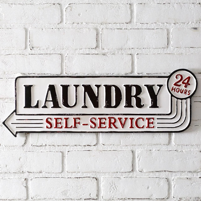 Self Service Laundry Room Metal Sign