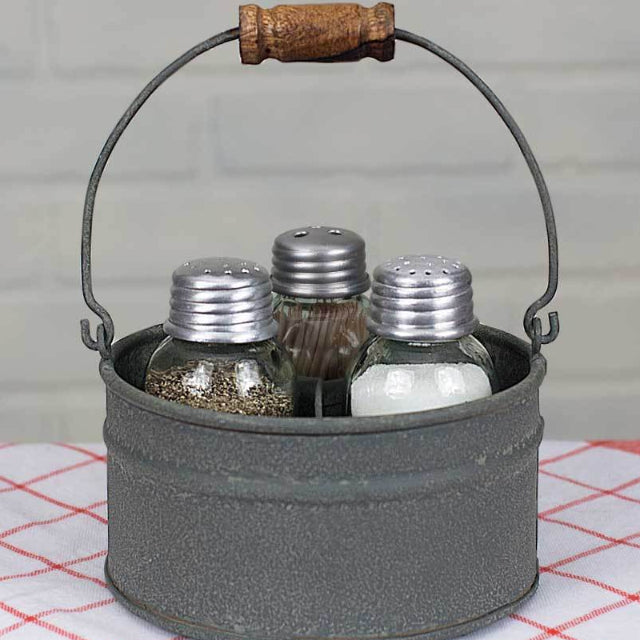 tin salt & pepper toothpick shaker mason jar caddy set